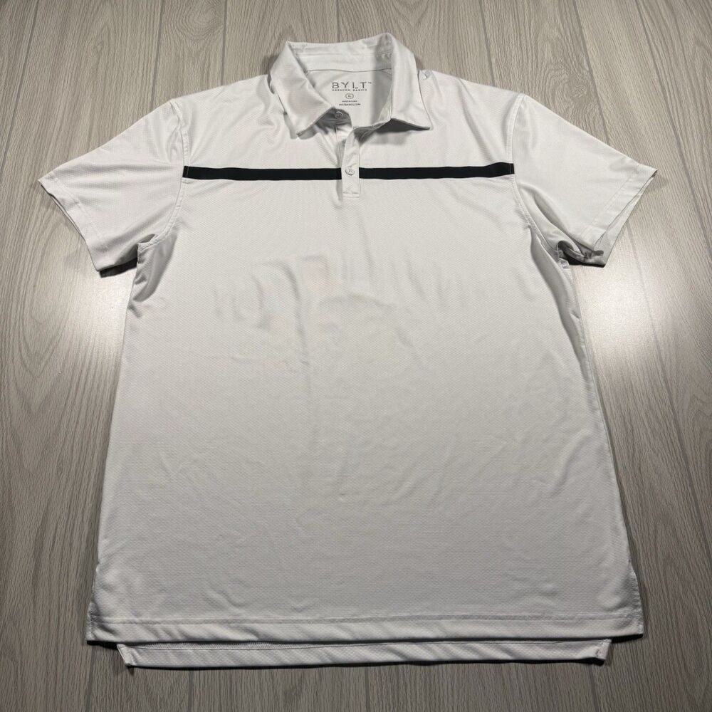 BYLT Premium Basics Golf Polo Men’s XL White Performance Stretch Casual Preppy